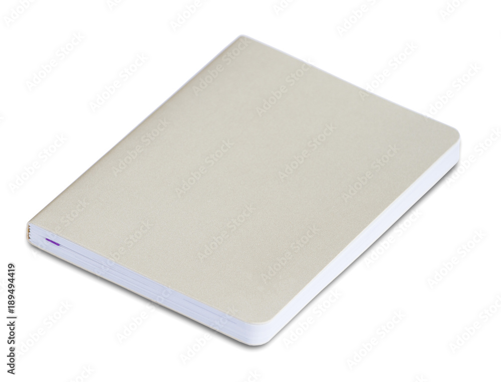 Golden notebook isolated on white background Golden notebook isolated on white background