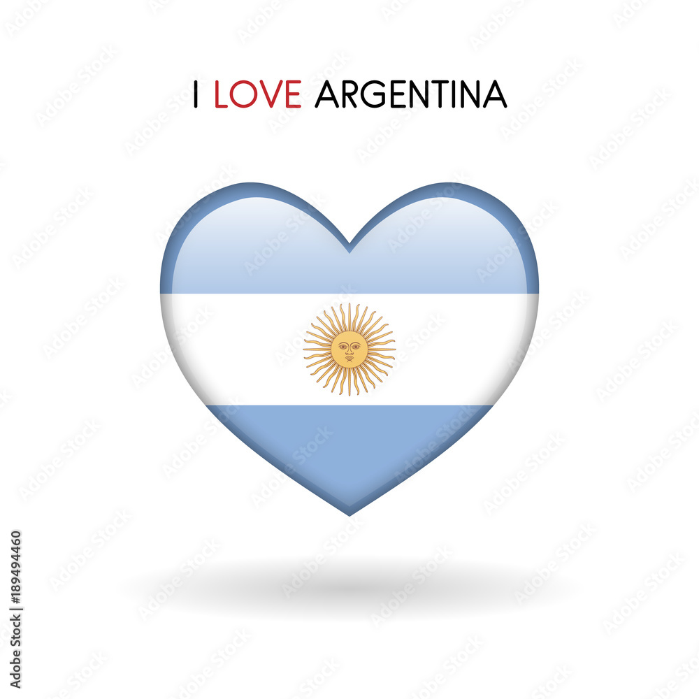 Love Argentina symbol. Flag heart glossy icon Love Argentina symbol. Flag heart glossy icon
