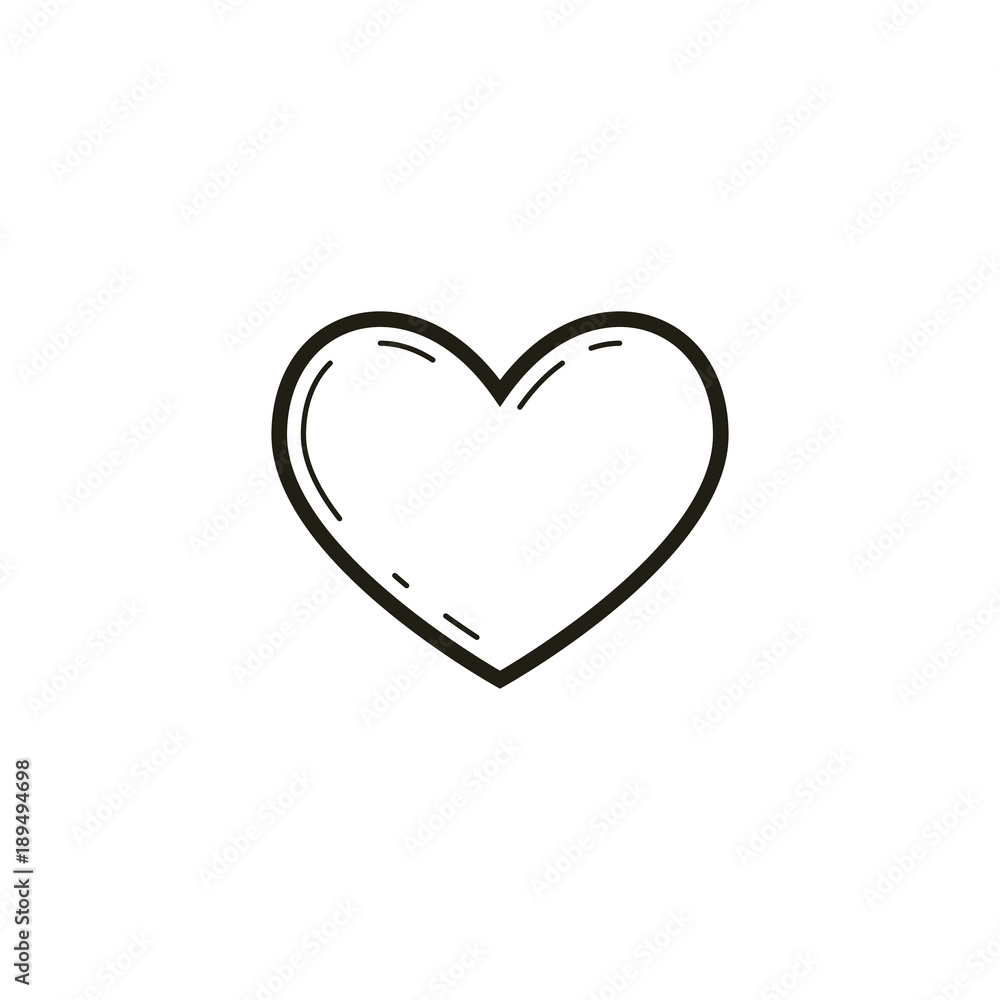 black and white linear big heart icon