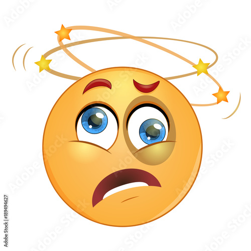 Beat up emoticon seeing stars above his head