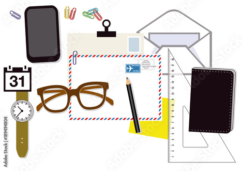 Schreibtisch von oben illustration