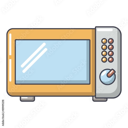 Microwave oven icon, cartoon style.