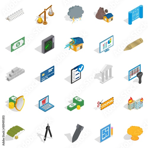 Feedback loop icons set, isometric style