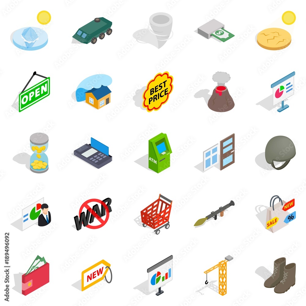 Positive feedback icons set, isometric style Positive feedback icons set, isometric style