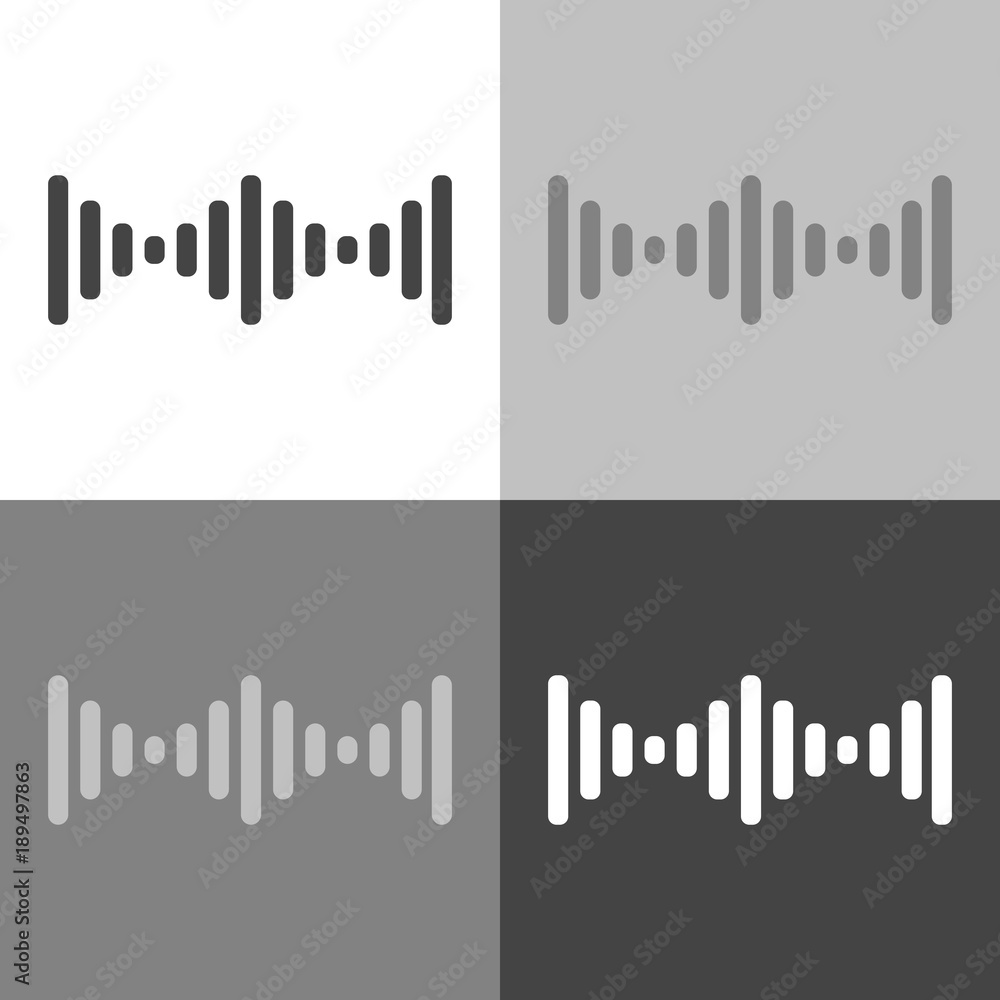 Vector icon of sound wave, sound. Vector sound icon on white-gray-black color