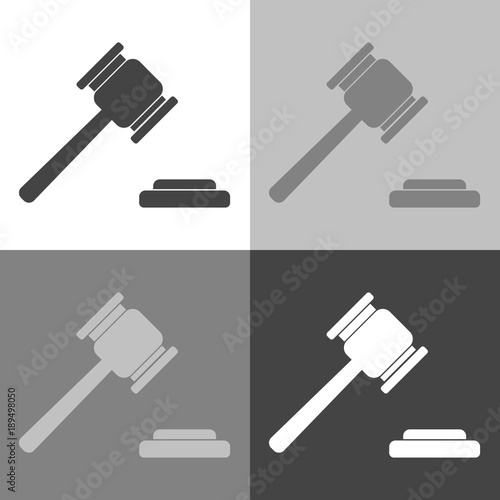 Vector image of a judge gavel court hammer. Vector icon of a hammer of justice. Auction Vector illustration. Vector on white-grey-black color