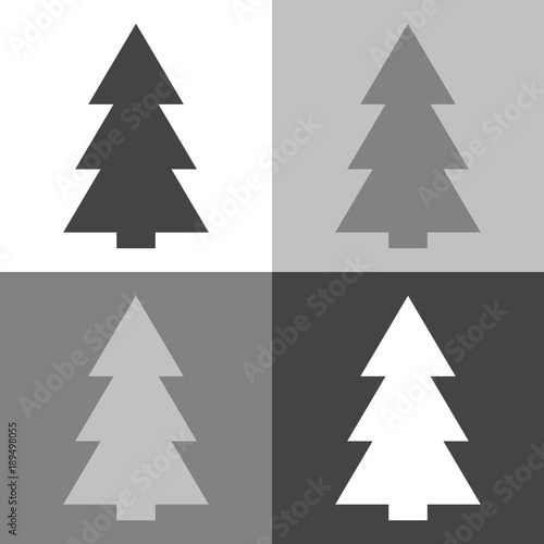Vector image of Christmas tree  fir-tree.Vector icon on white-grey-black color