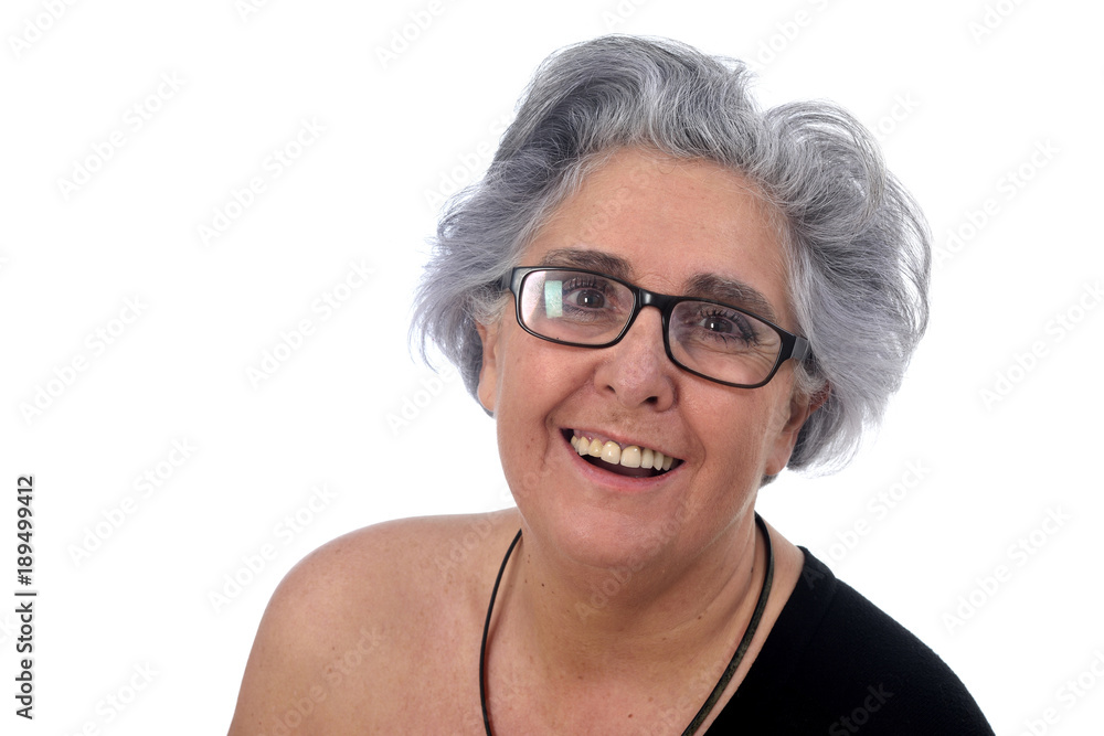 Fototapeta premium an older woman with a sexy posed on white background