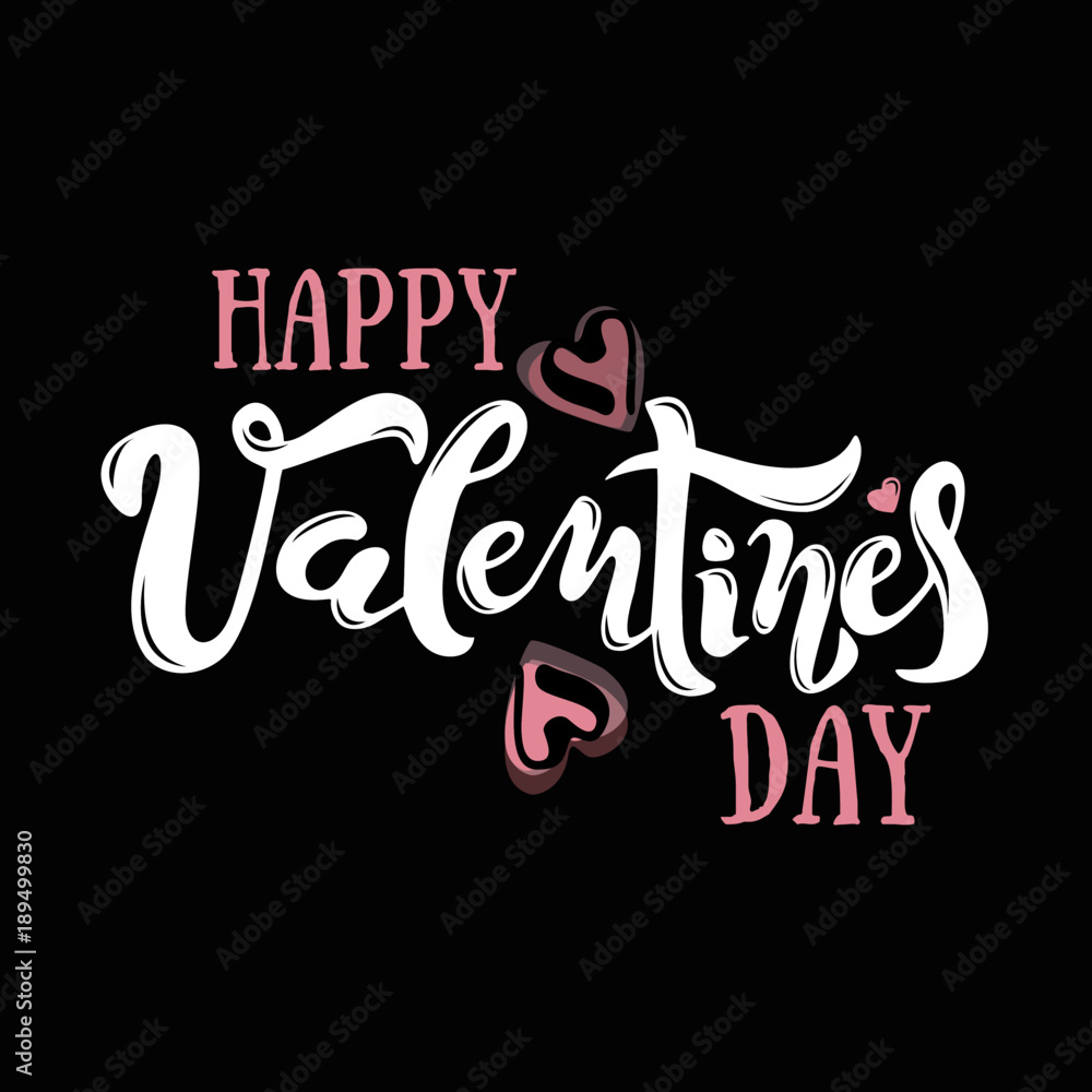 Vector illustration: Greeting card with handwritten modern type lettering of Happy Valentine's Day