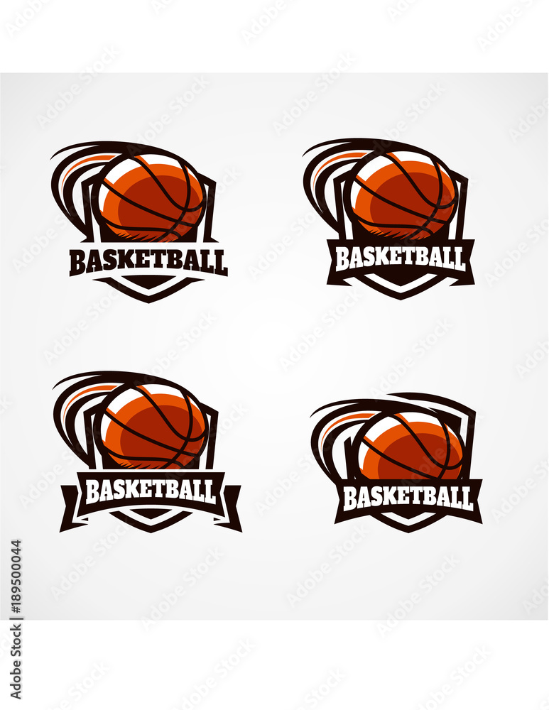 Basketball Badge Vector Set of 4