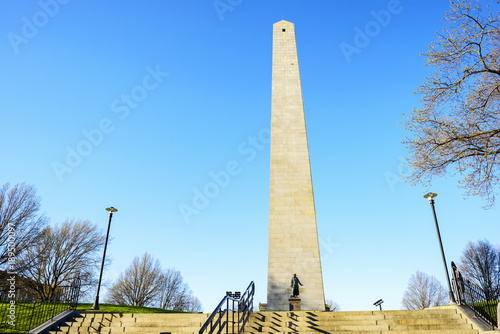 Bunker Hill Monument,  the end of the Freedom Trail, located in Boston, Massachusetts, USA. photo