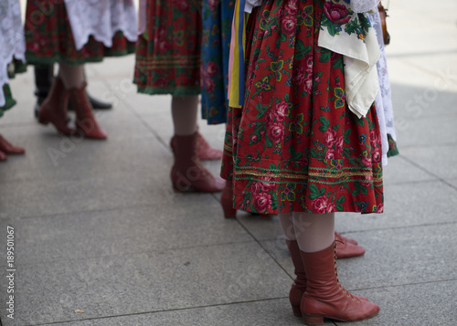 Polish folk dance group with traditional costume