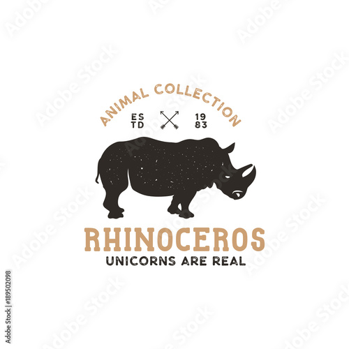 rhino wild animal logo template. Stock vector isolated