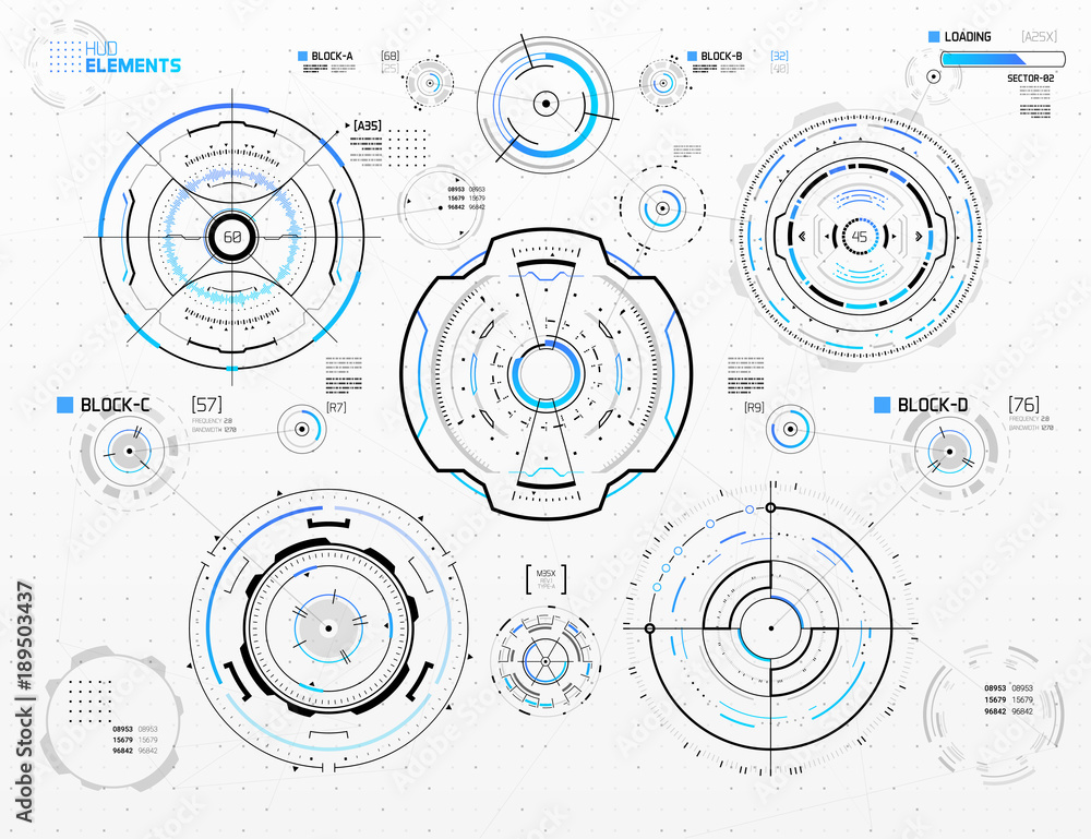 Obraz premium Vector Circular Elements Set for HUD Sci Fi Interfaces