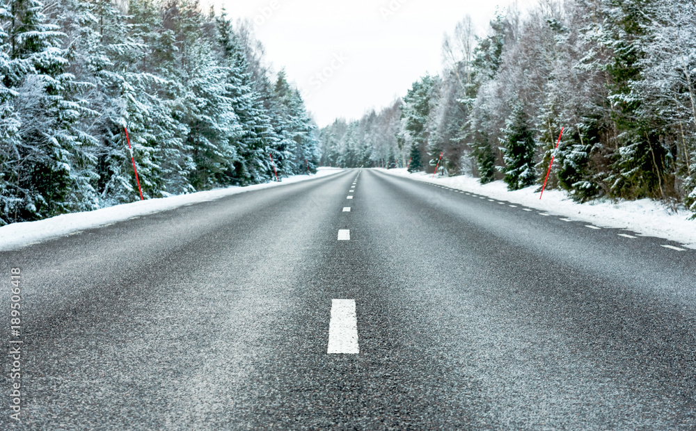 Naklejka premium Swedish winter road