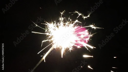 Cold Firework Burning and Sparkling Until Completely Burnt Out