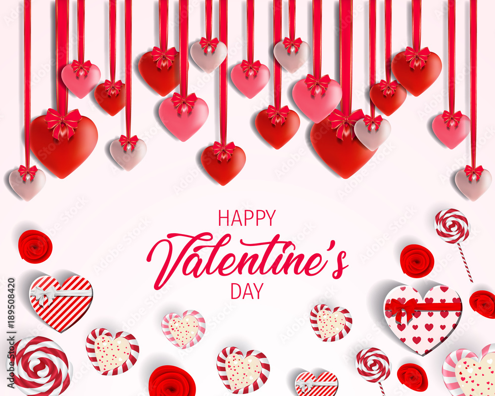 Creative Concept Happy Valentines Day. Valentine heart abstract flower. Happy  Valentines Day Background. Happy Valentine's Day. Love valentine's  background with hanging heart. Stock Vector | Adobe Stock