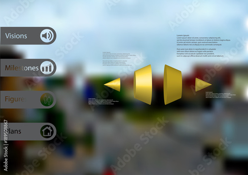 3D illustration infographic template with two spiked cone vertically divided to four parts