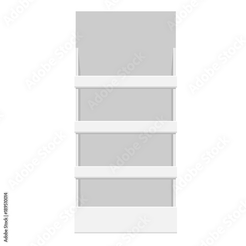 POS display mockup - front view. Flat and solid color design vector
