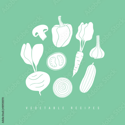 Set of flat hand drawn vegetables. Grocery design 