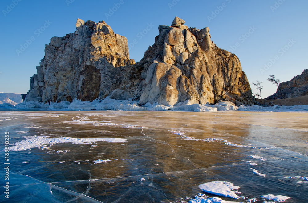 Russia. Rocky coast of the Olkhon island of lake Baikal