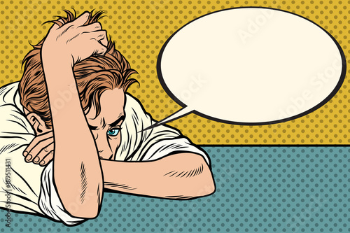 male fatigue at the office. Intellectual work