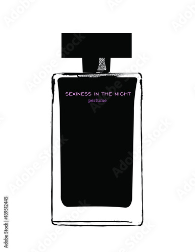 Hand drawn vector illustrations - french perfume. Outline design elements. Fashion sketch. Glass bottles with floral aroma. Perfect for invitation, greeting card, poster, print etc.