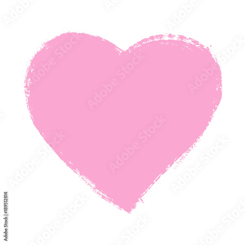 Vector ink pink heart shape  symbol on Happy Valentines Day. Grunge style