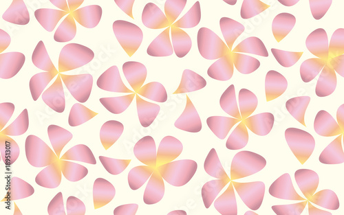 Abstract decorative frangipani floral vector illustration. plumeria flowers in simple elegant style. seamless pattern