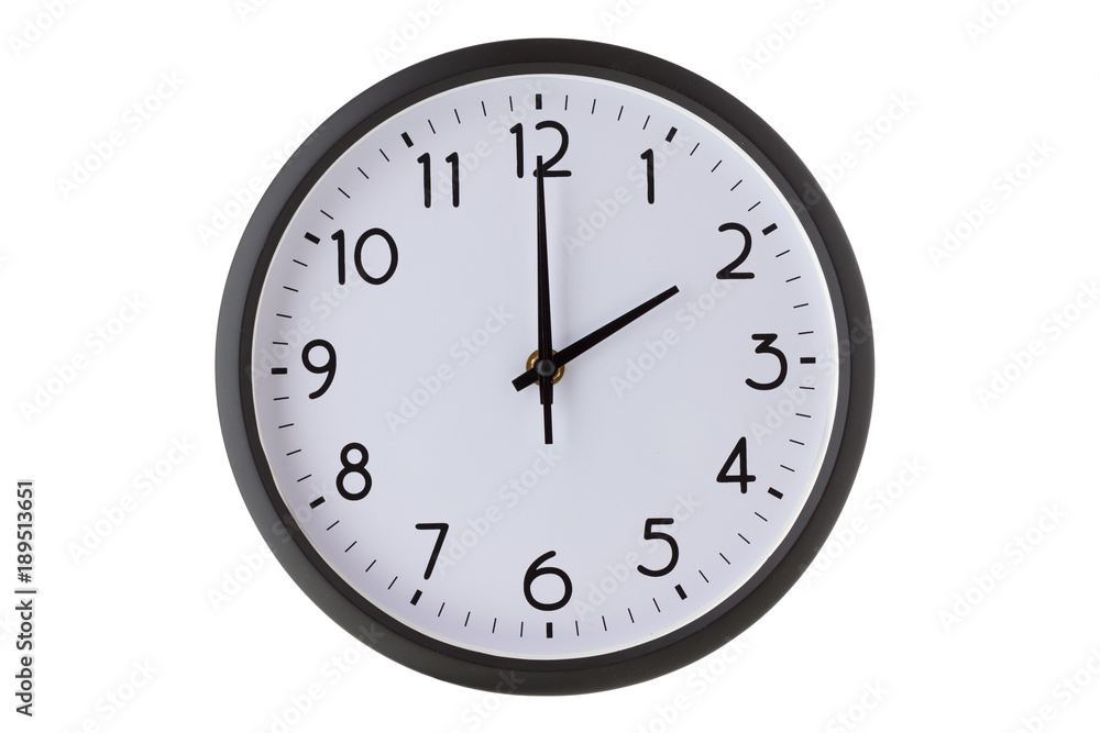 Round office wall clock on white, Round office wall clock on white,