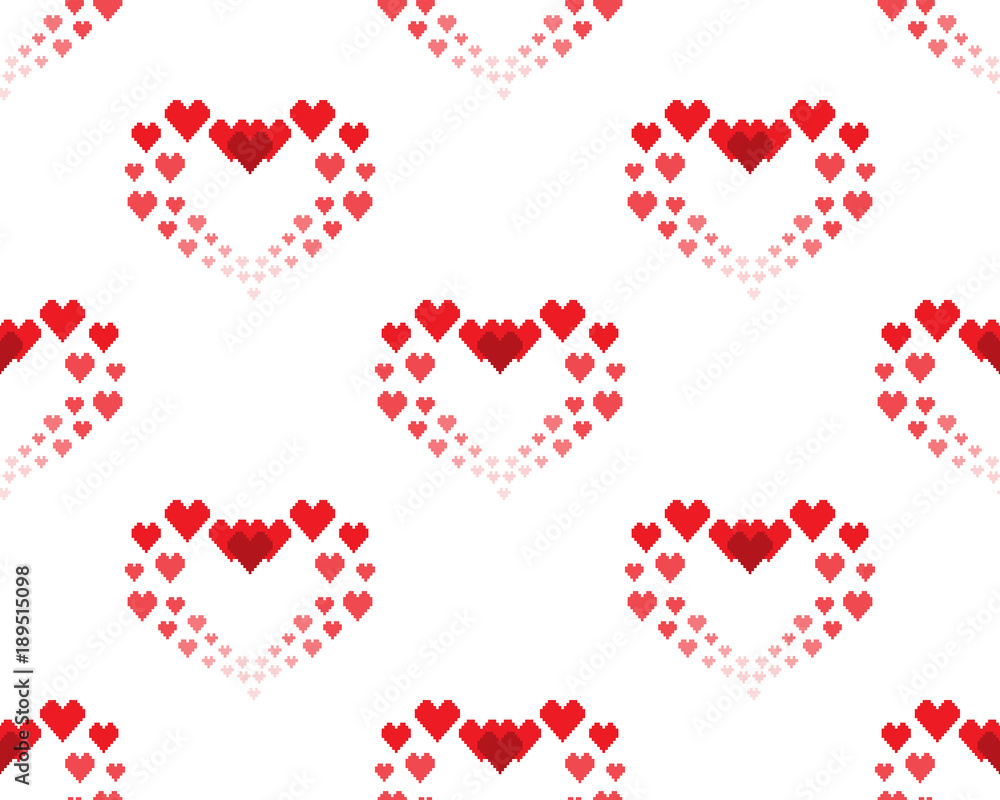 Seamless pattern for the Valentine's Day with red hearts formed with the little hearts on a white background Seamless pattern for the Valentine's Day with red hearts formed with the little hearts on a white background