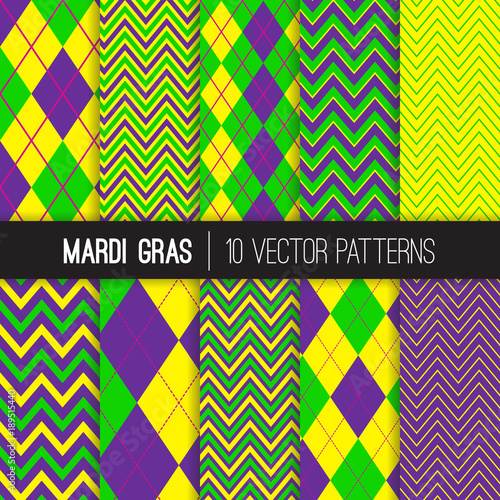 Mardi Gras Argyle and Chevr...