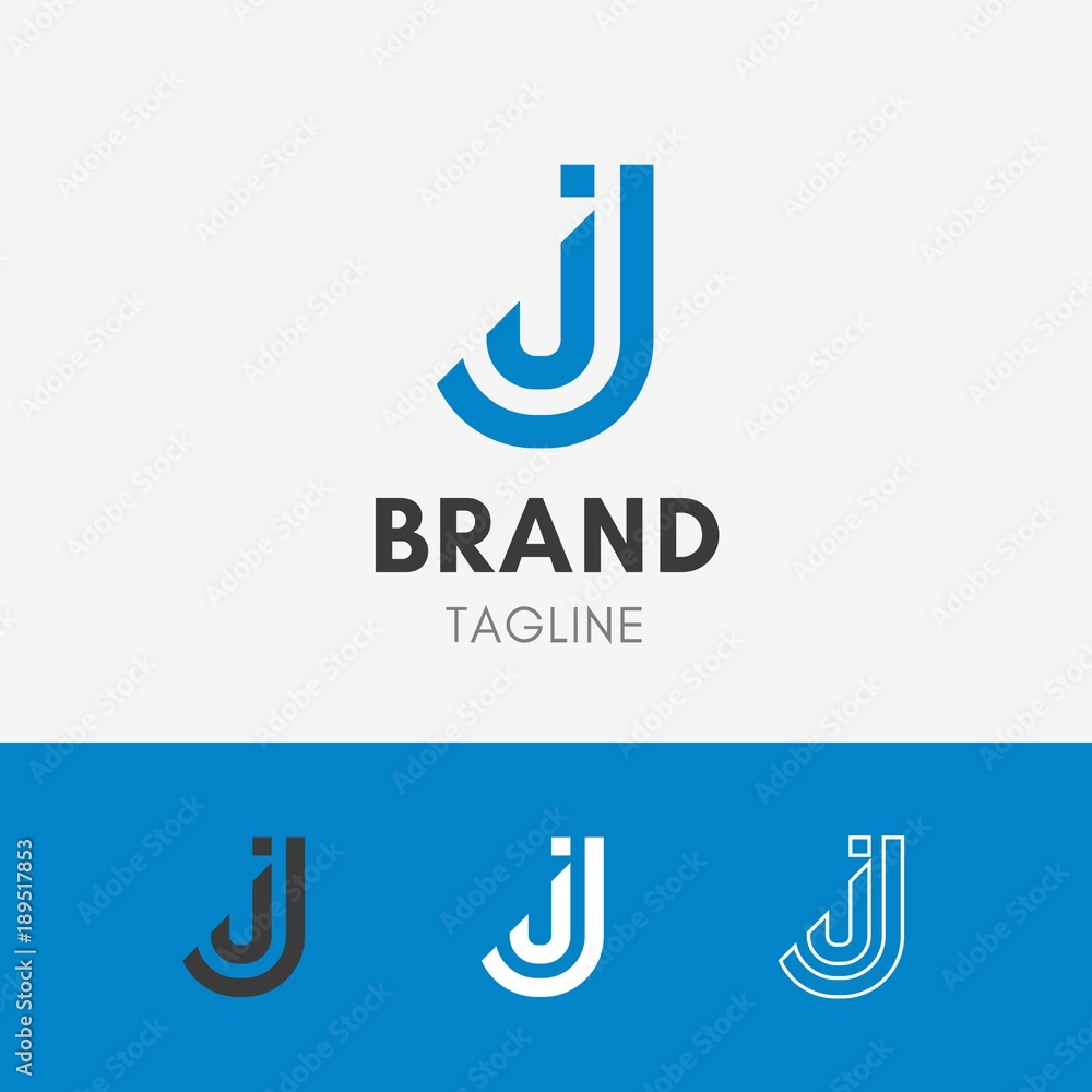 Letter J Line Logo template element symbol in sky blue color Letter J Line Logo template element symbol in sky blue color