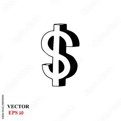 sketch of dollar sign. vector illustration