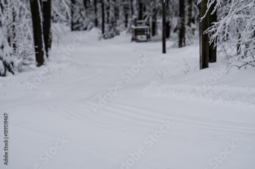 Winter landscape and cross country ski runs in the Vogelsberg Mountains