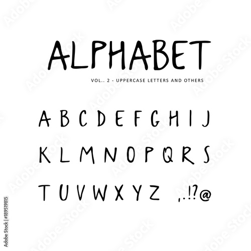 Hand drawn vector alphabet. Sans serif font  isolated letters written with marker  ink. Calligraphy  lettering.