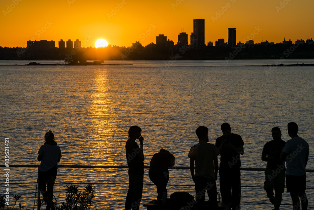 Sunset Cityscape Scene, Montevideo, Uruguay