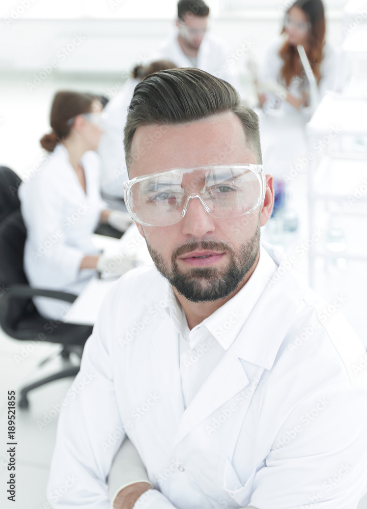 Fototapeta premium scientist microbiologist in the laboratory background.