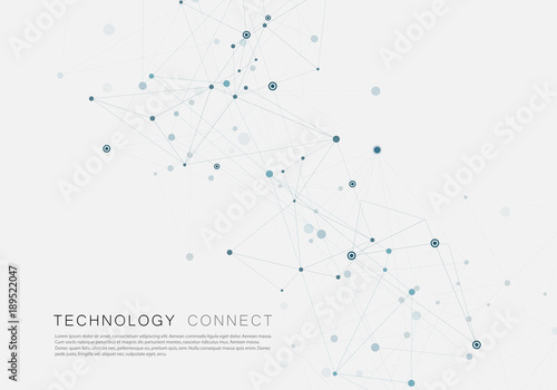 Lines connecting creative grid points on surface. Abstract cover background