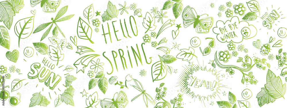 Obraz premium Spring doodles background