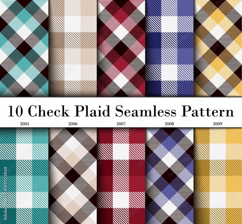 Fototapeta premium Set 10 Check Plaid Seamless Pattern