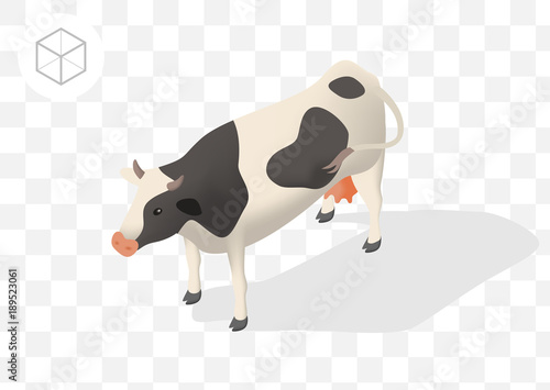 Cow with Shadows on Transparent Background