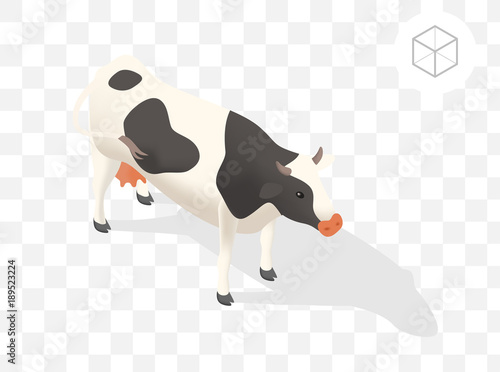 Cow with Shadows on Transparent Background