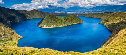 Billede på lærred Cuicocha lagoon inside the crater of the volcano Cotacachi