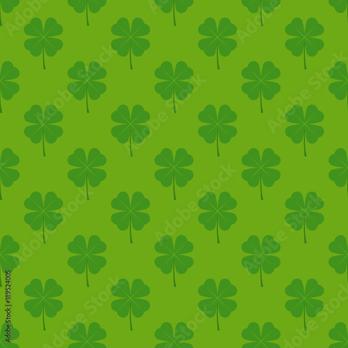 Seamless Pattern with Four Leaf Clover