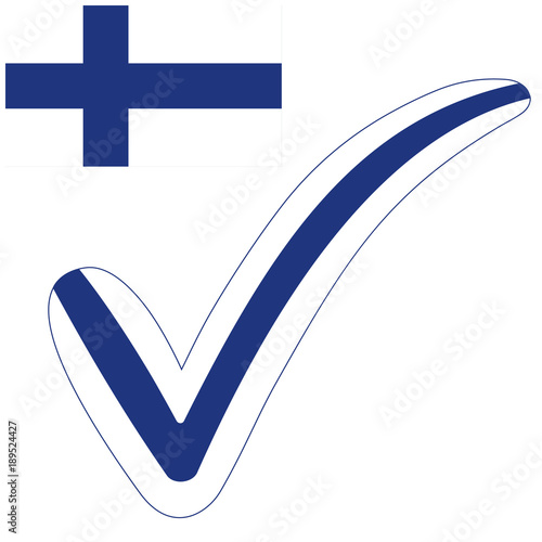 check mark style Finland Republic flag symbol elections, voting and approval,  concept check mark Israel tick fi