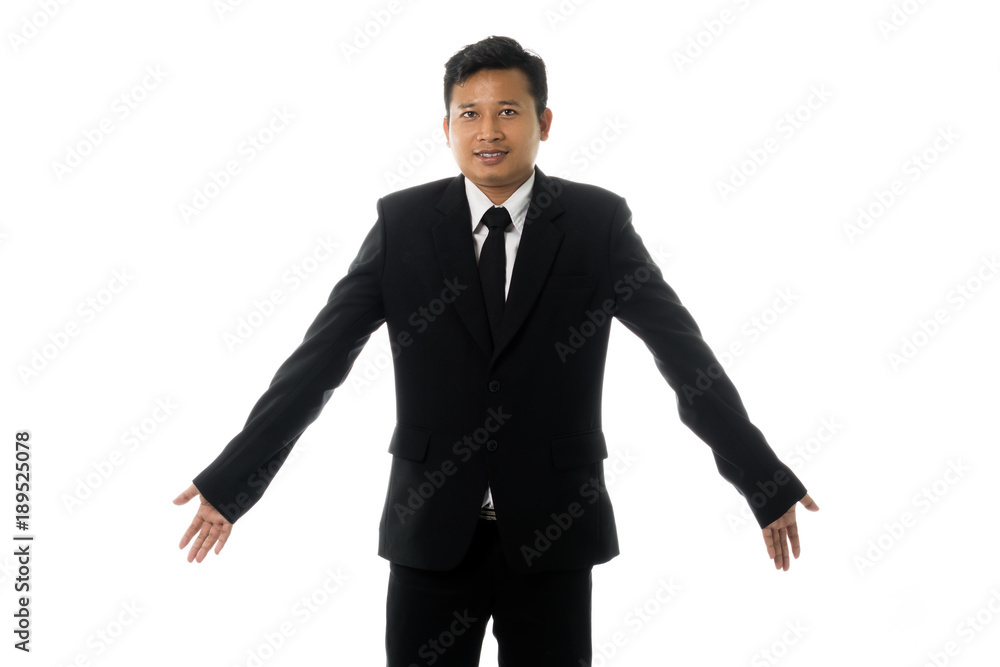 Portrait of an asian business man in a pose I do not know. Isolated on white background Portrait of an asian business man in a pose I do not know. Isolated on white background