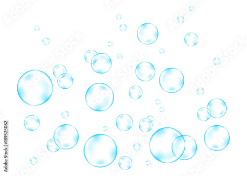 Blue air bubbles on white background.
