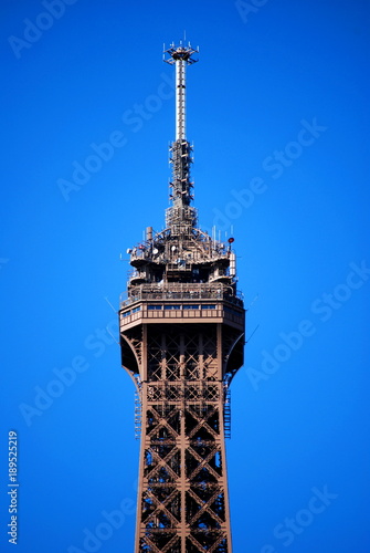 Top of the famous Eiffel Tower in Paris