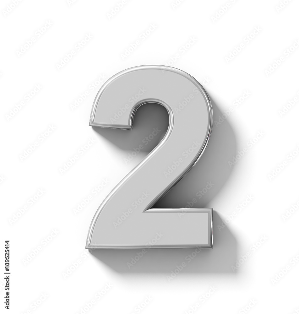 number 2 3D silver isolated on white with shadow - orthogonal projection number 2 3D silver isolated on white with shadow - orthogonal projection